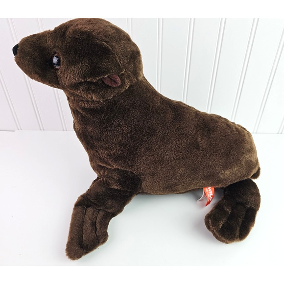 Wild Republic RETIRED Plush Brown Seal Realistic Stuffed Animal Zoo Ocean 14 in - Picture 2 of 12